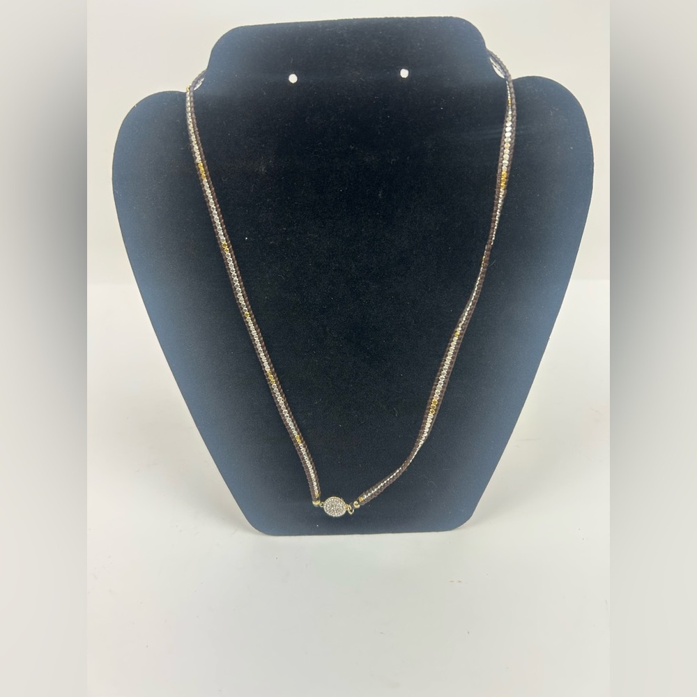 Nakamol leather necklace with gold and silver beads